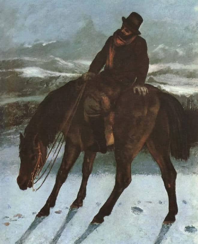 Hunter on Horseback Redcovering the Trail, 1864 by Gustave Courbet